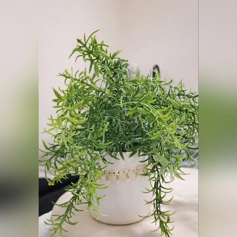 Small Potted Faux Rosemary Plant Artificial Indoor Plant Decor for Home